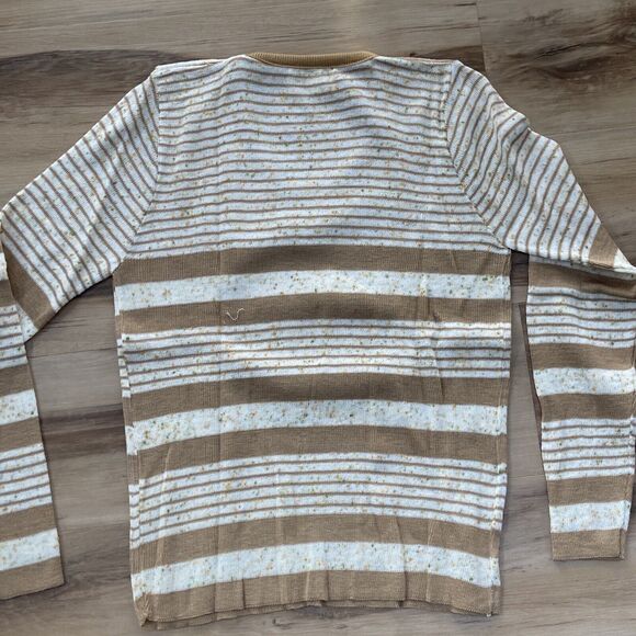 Miss Scotch English Sweater Womens Medium Brown Striped Long Sleeve Vintage USA - Picture 7 of 7